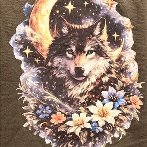 🌙 Boho Wolf Western Button-Up – Size Small – Boutique Style 🌙